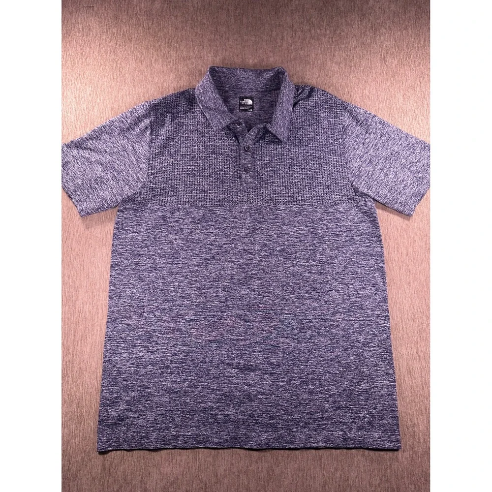 The North Face Mens Heathered Gray Performance Polo Shirt Large L Short Sleeve